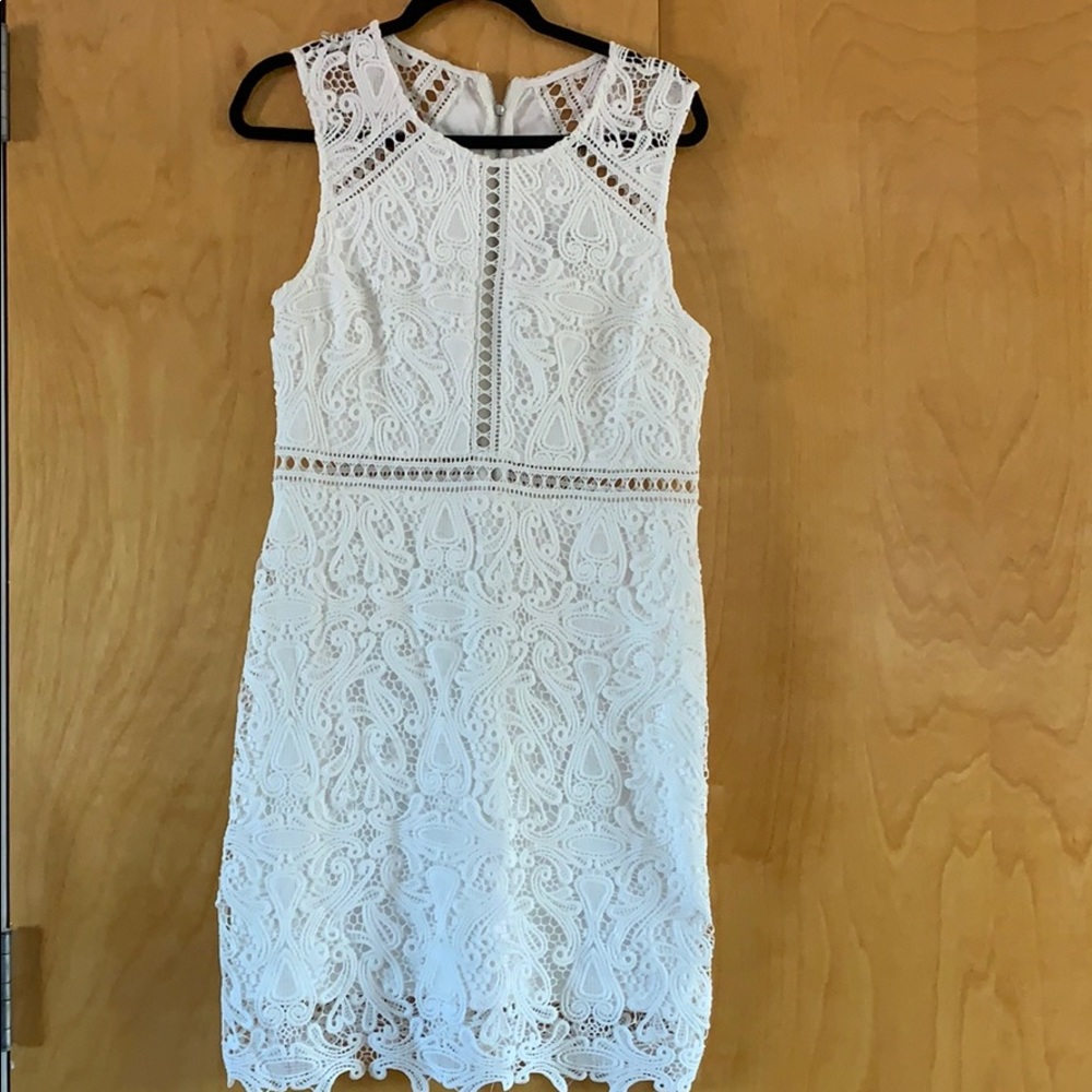 Lulus White lace with see through waste line